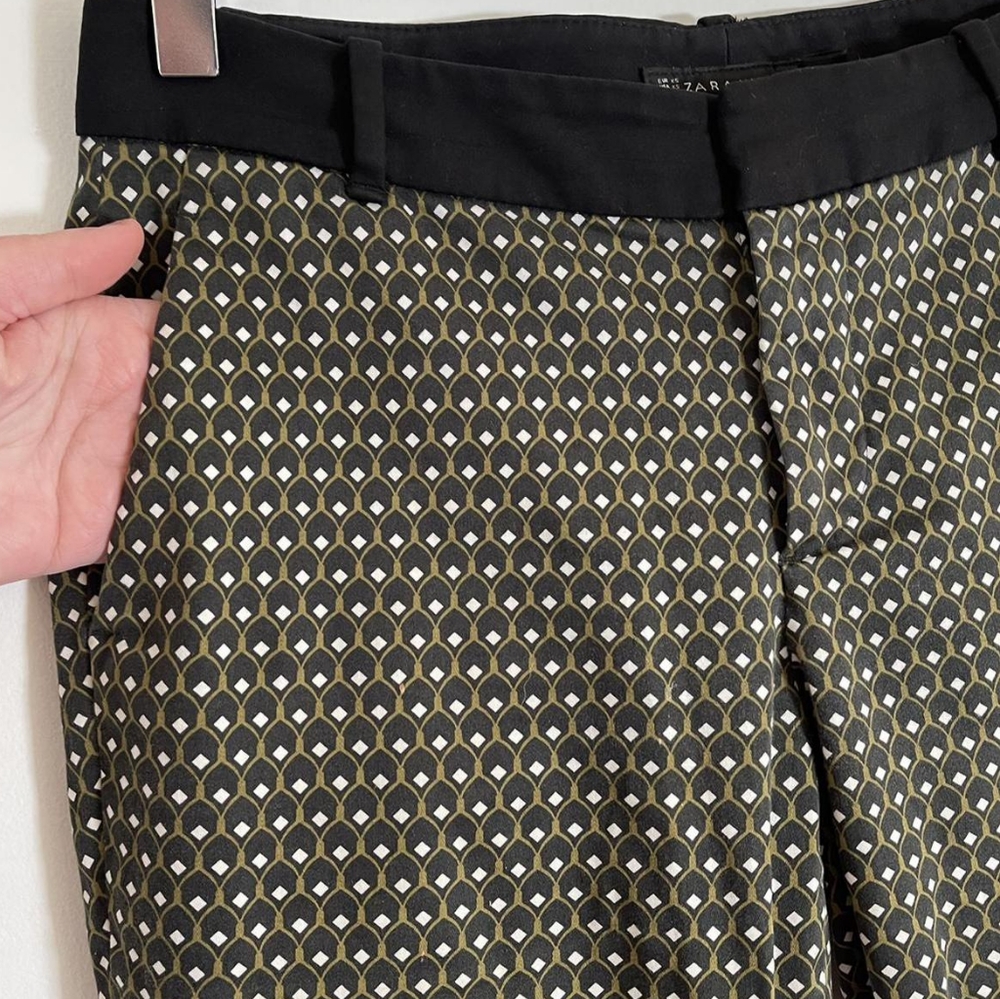 Zara Woman Diamond Print Crop Slim Pants XL
